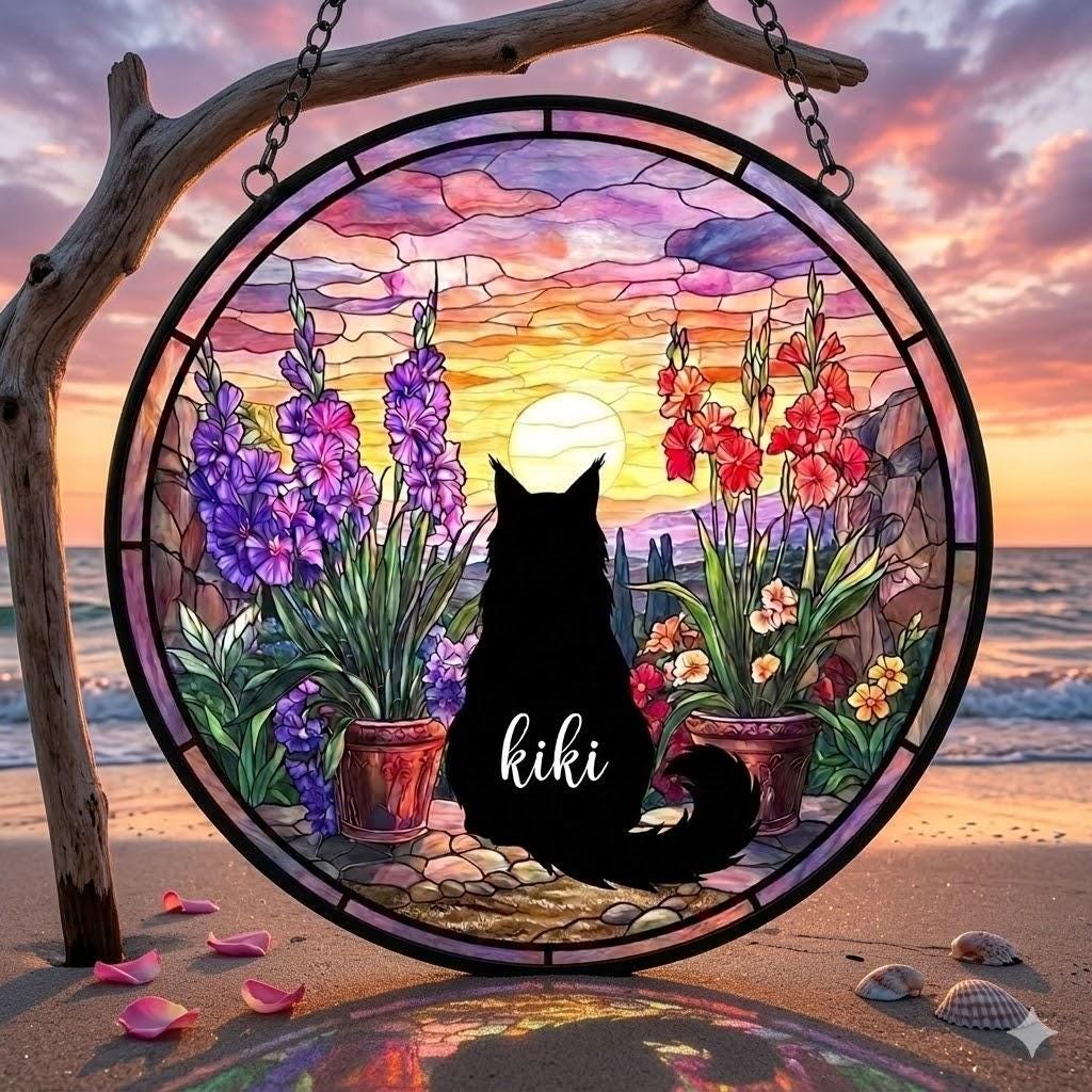 Custom Maine Coon Cat Loss Suncatcher, Custom Pet Memorial Gift, Pet Loss Sympathy Gift, Cat Lover Gift, Pet Remembrance Gift, custom photo