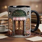 Personalized Bookshop Mug, Custom Bookish Bookworm Accent Cup, Gift for Reading Lover Mugs