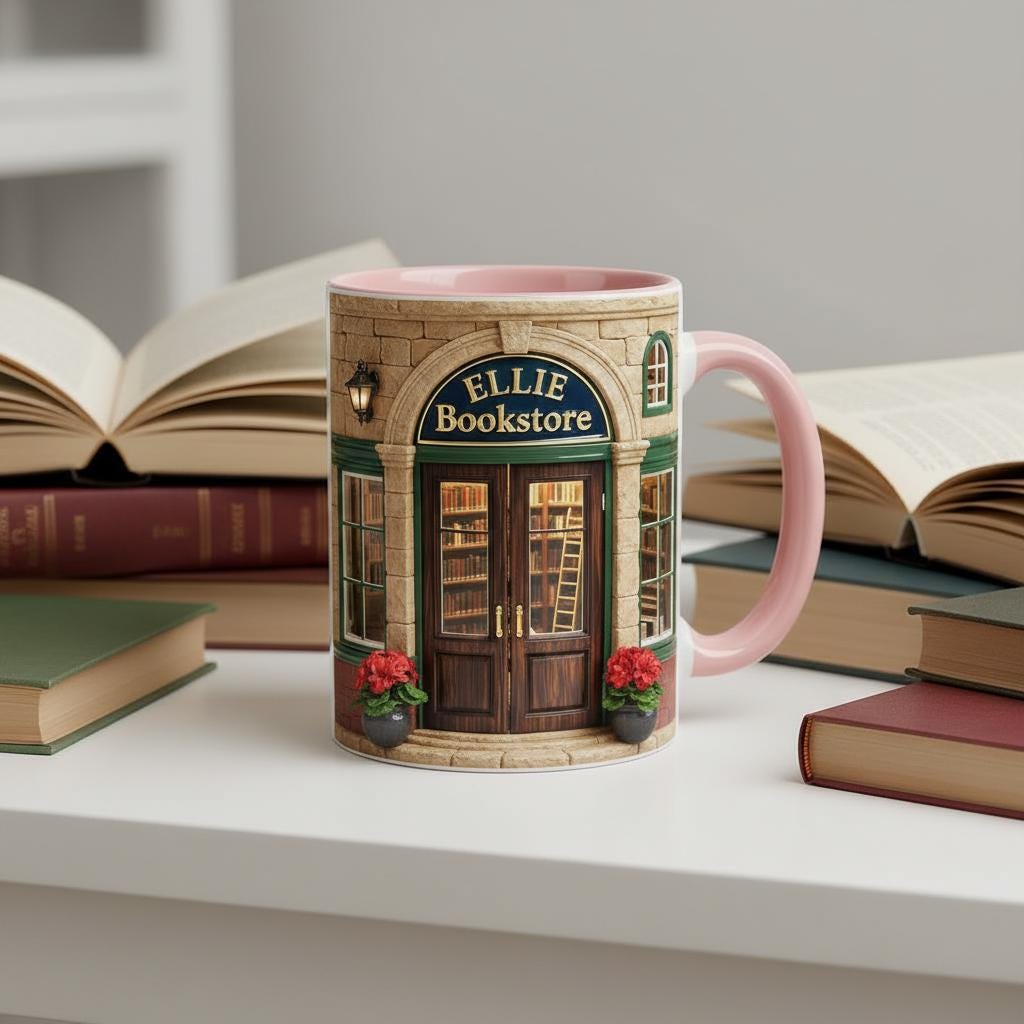 Personalized Bookshop Mug, Custom Book Store Bookworm Accent Cup, Gift for Reading Lover Mugs - image 3
