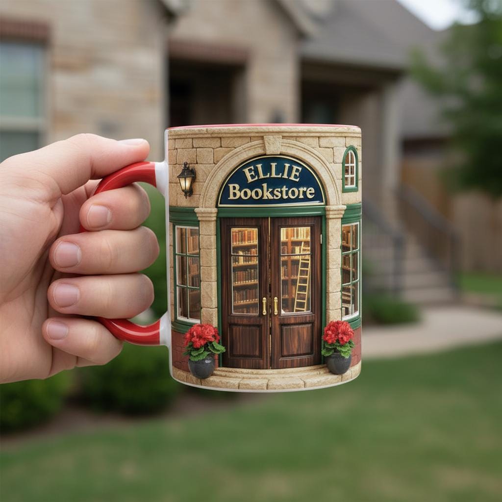 Personalized Bookshop Mug, Custom Book Store Bookworm Accent Cup, Gift for Reading Lover Mugs - image 2