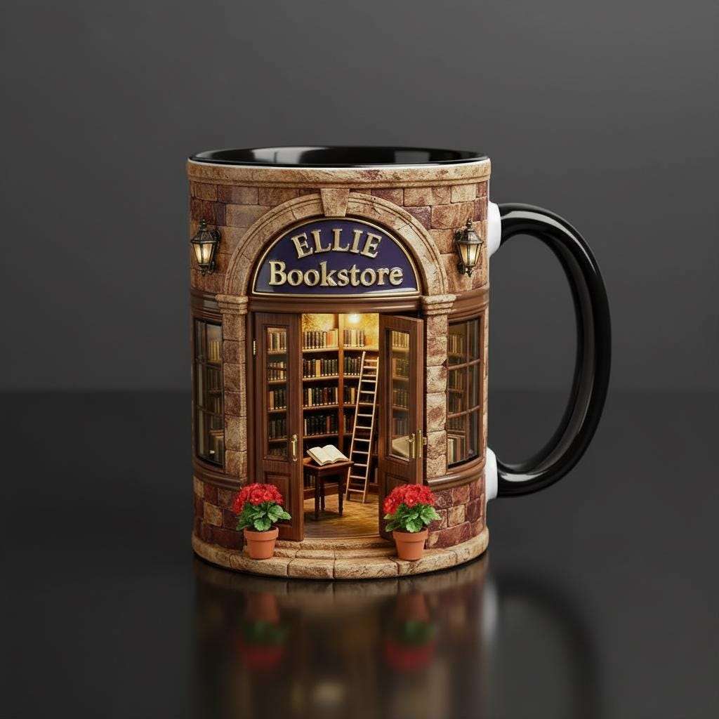Personalized Bookstore Mug, Custom Bookshop Bookworm Accent Cup, Gift for Reading Lover Mugs - image 2