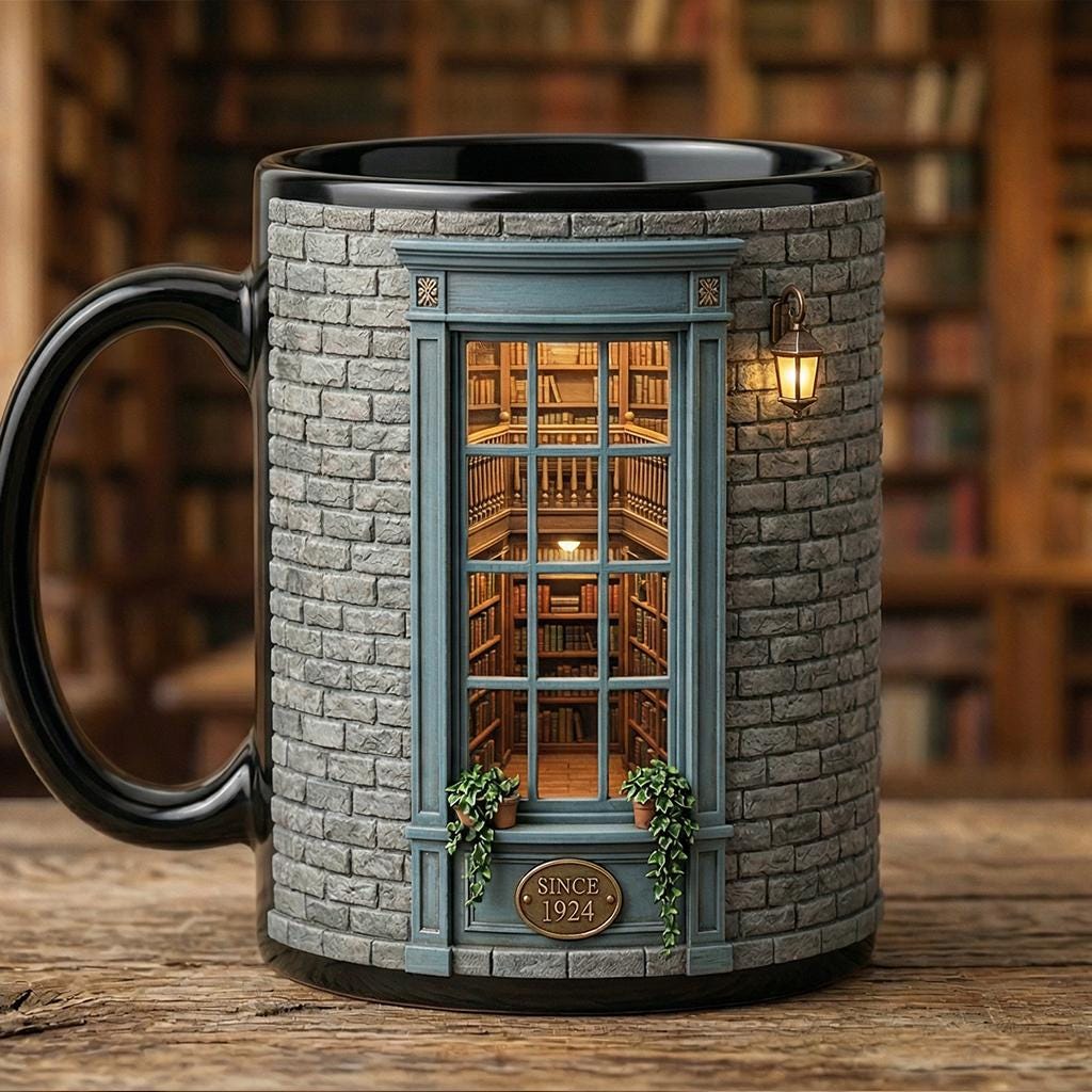 Personalized Bookstore Faux 3D Effect Mug, Library Mug, Cozy Reading Coffee Cup - image 3