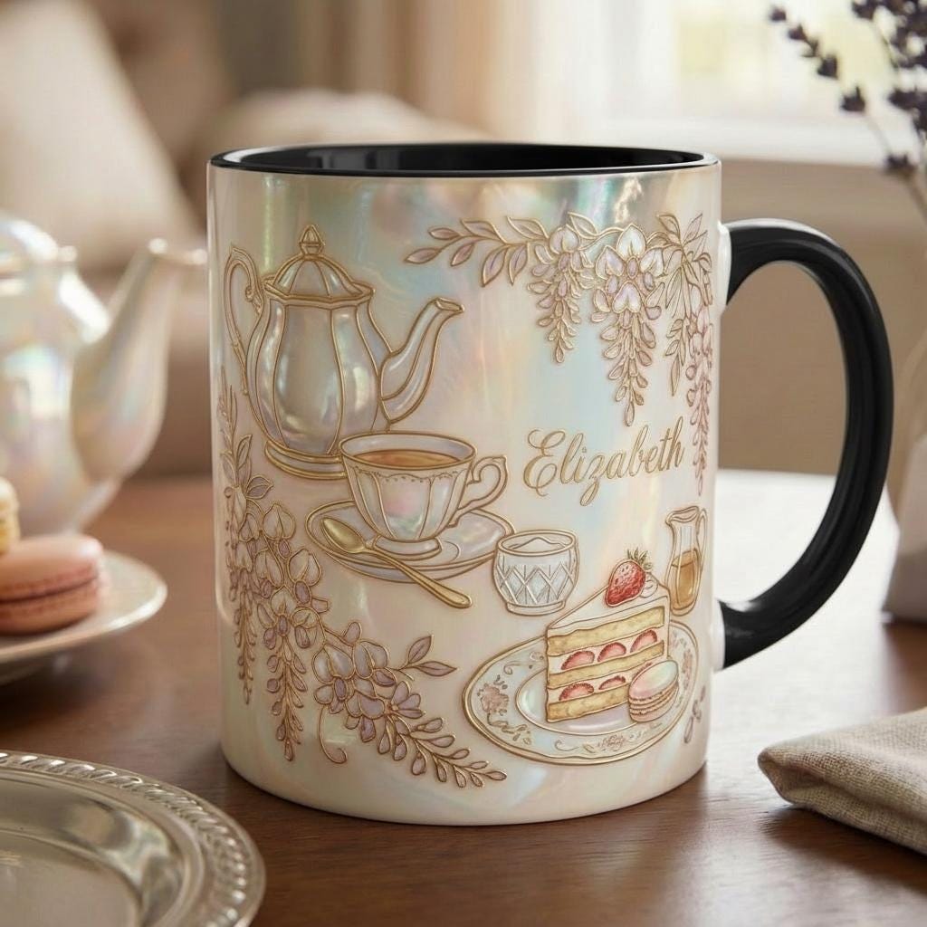 Personalized Tea Lover Mug, Faux 3D Effect Bookish Tea Lover Gift, Romance Reader Accent Mug - image 4