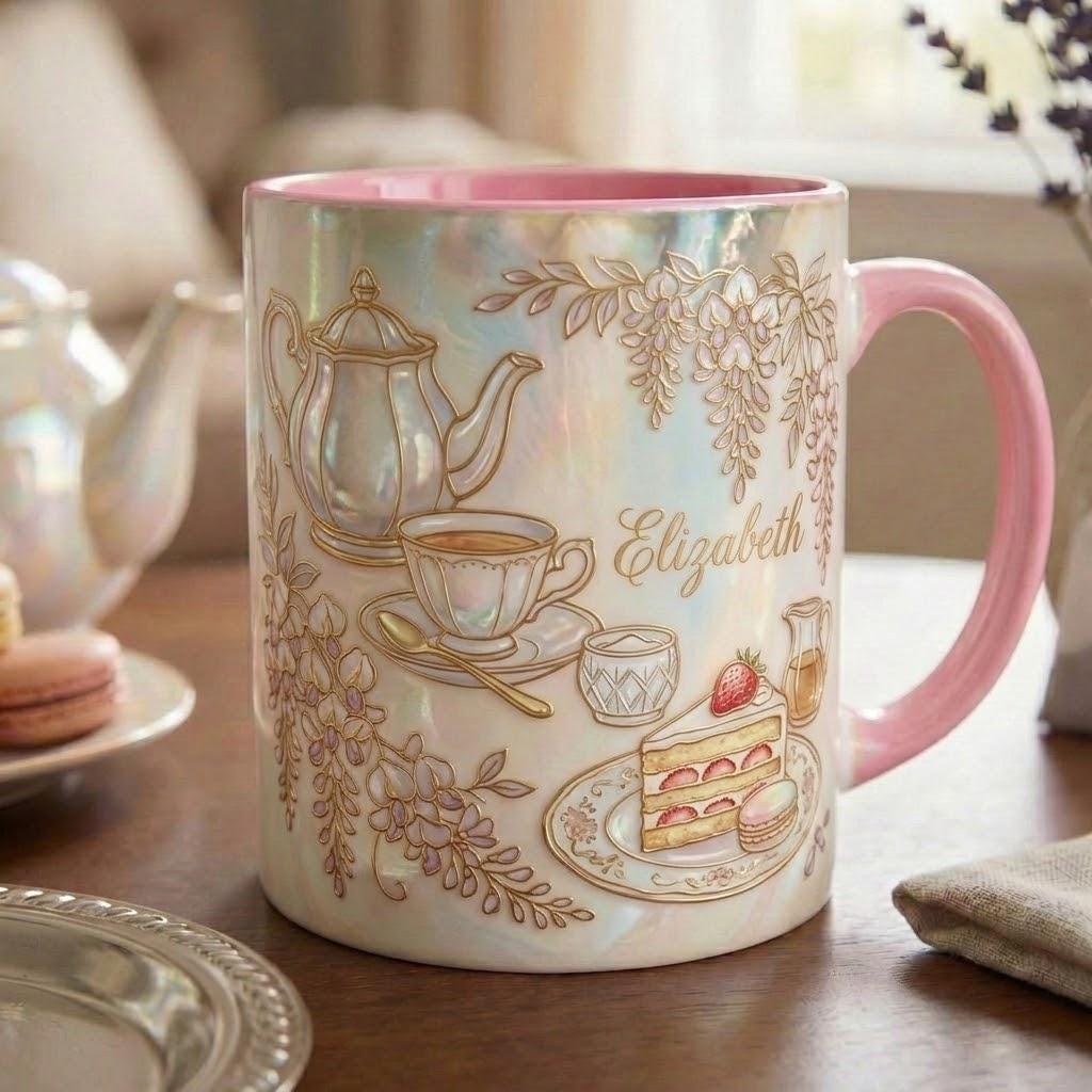 Personalized Tea Lover Mug, Faux 3D Effect Bookish Tea Lover Gift, Romance Reader Accent Mug