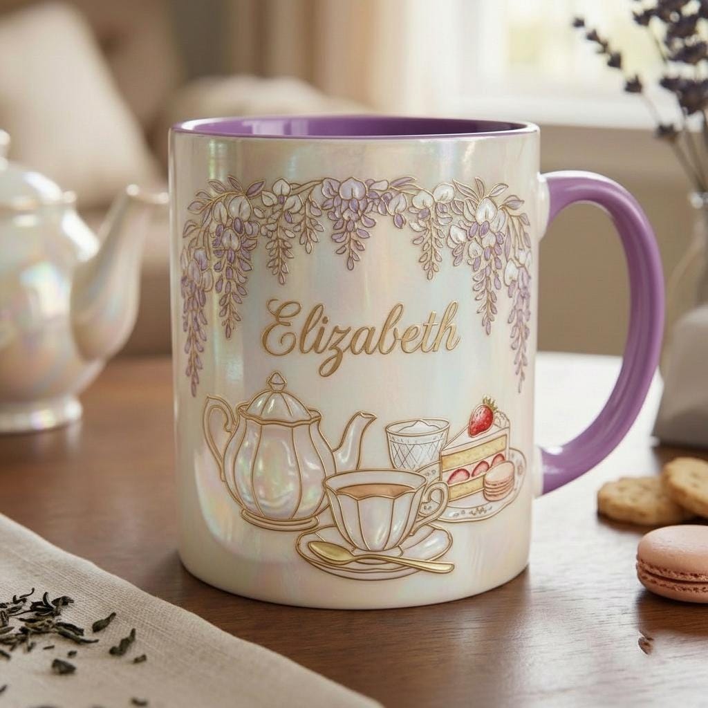 Custom Name Tea Lover Mug, Faux 3D Effect, Romance Reader Accent Mug - image 2