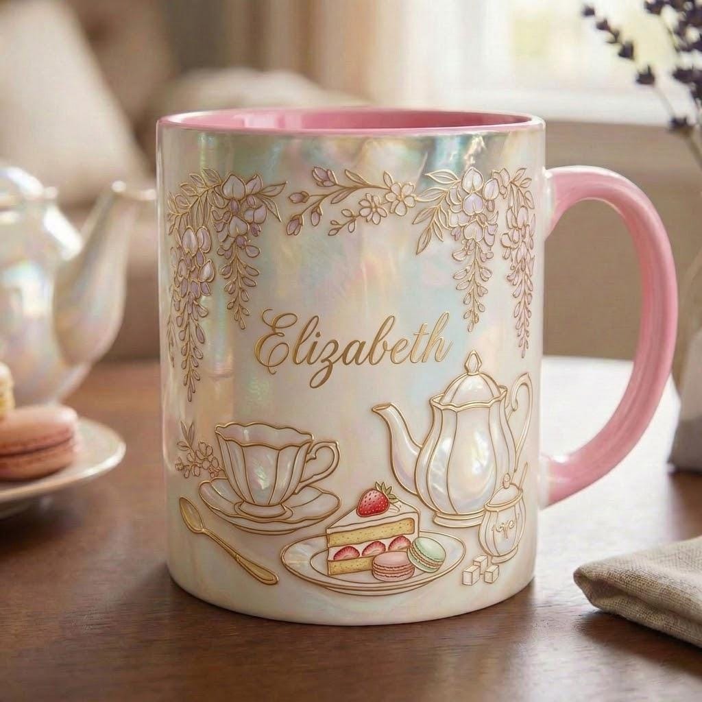 Personalized Tea Lover Mug, Faux 3D Effect, Cozy Reader Accent Mug