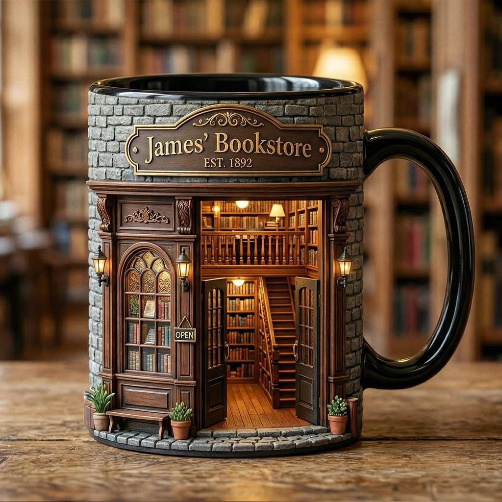 Personalized Bookstore Mug, Library Mug, Faux 3D Effect Mug, Cozy Reading Coffee Cup - image 2