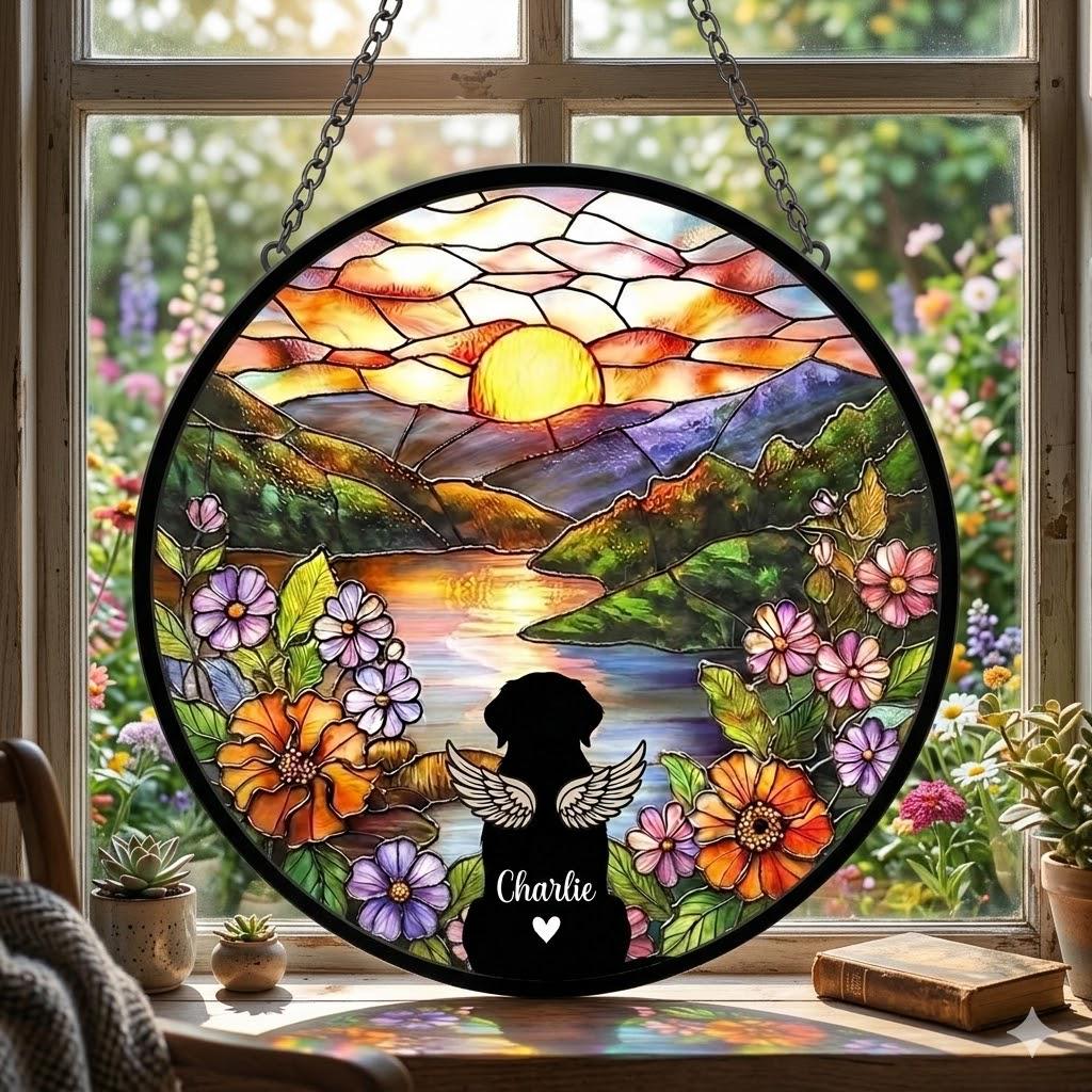 Personalized Golden Retriever Loss Sympathy Gift, Custom Dog Memorial Suncatcher, Pet Memorial Gift, Loss of Dog Gift, Remembrance Gift