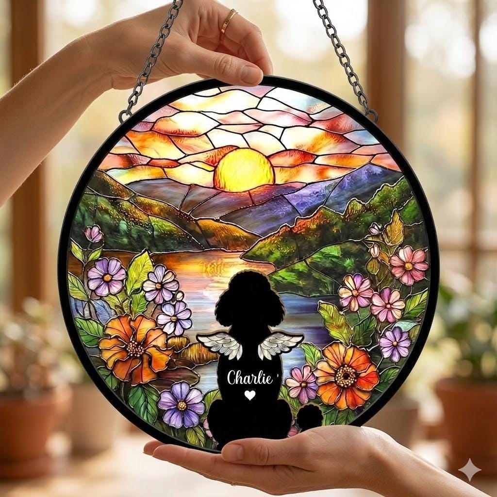 Personalized Poodle  Loss Sympathy Gift, Custom Dog Memorial Suncatcher, Pet Memorial Gift, Loss of Dog Gift, Remembrance Gift - image 3