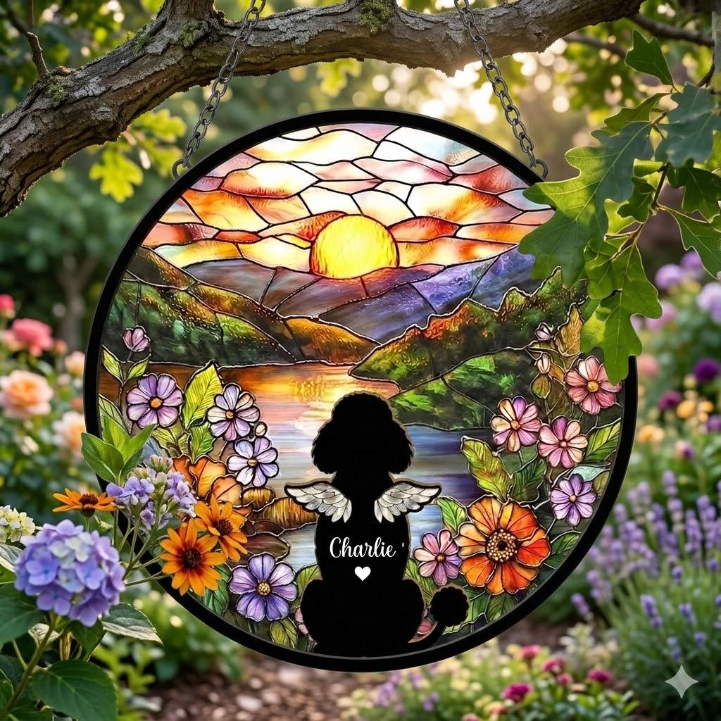 Personalized Poodle  Loss Sympathy Gift, Custom Dog Memorial Suncatcher, Pet Memorial Gift, Loss of Dog Gift, Remembrance Gift - image 2
