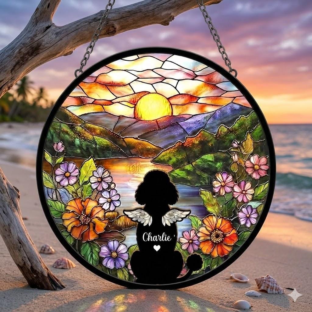 Personalized Poodle  Loss Sympathy Gift, Custom Dog Memorial Suncatcher, Pet Memorial Gift, Loss of Dog Gift, Remembrance Gift - image 4