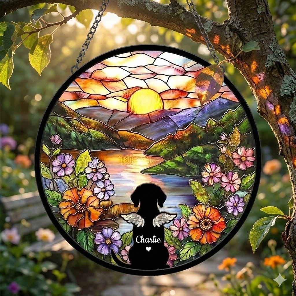 Personalized Beagle dog Loss Sympathy Gift, Custom Dog Memorial Suncatcher, Pet Memorial Gift, Loss of Dog Gift, Remembrance Gift