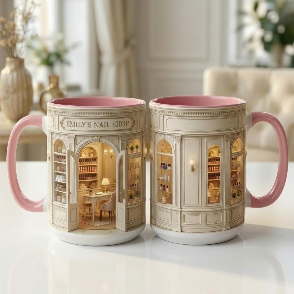 Personalized Nail Shop Mug, Faux 3D Effect, Nail Artist Gift - image 2