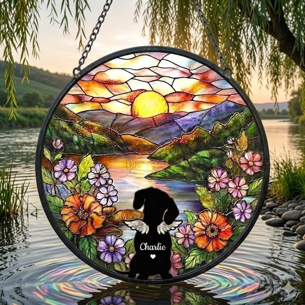 Personalized Dachshund  dog Loss Sympathy Gift, Custom Dog Memorial Suncatcher, Pet Memorial Gift, Loss of Dog Gift, Remembrance Gift - image 2