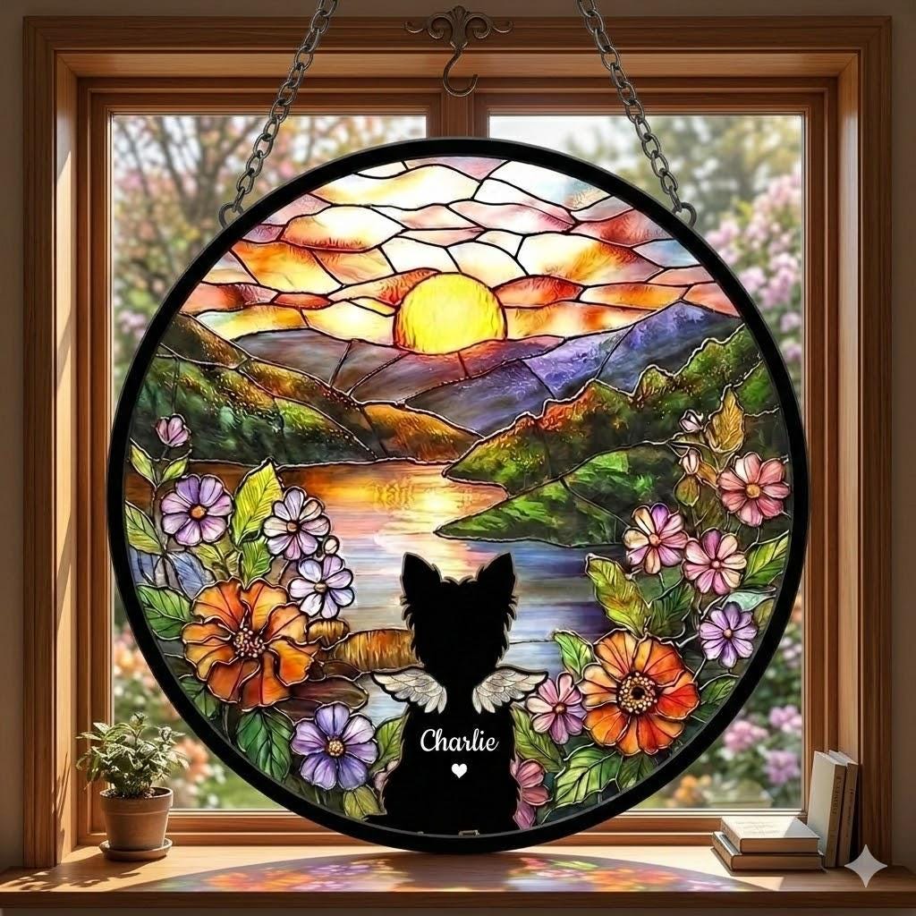 Personalized Yorkshire Terrier dog  Loss Sympathy Gift, Custom Dog Memorial Suncatcher, Pet Memorial Gift, Loss of Dog Gift, Remembrance