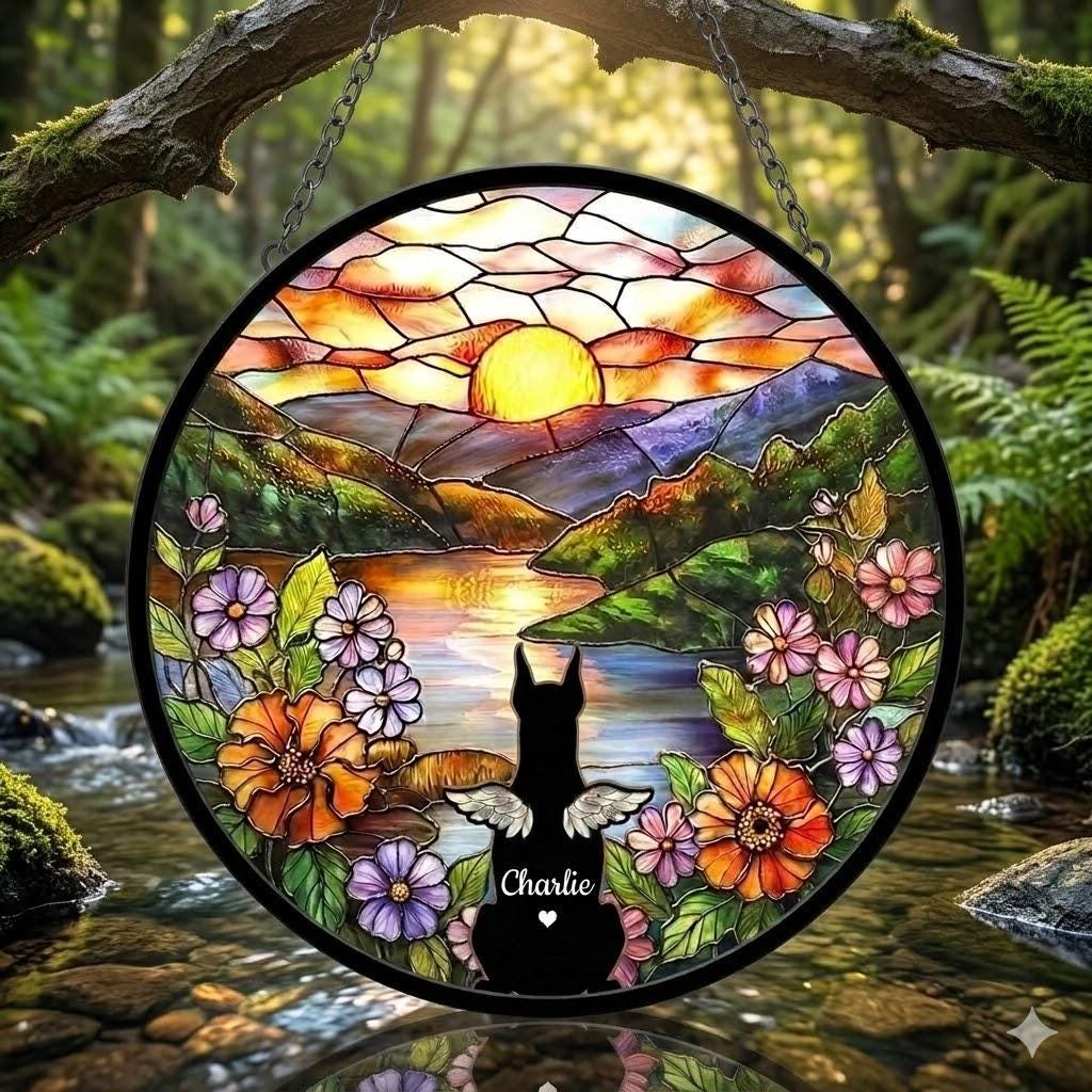 Personalized Doberman Pinscher Dog   Loss Sympathy Gift, Custom Dog Memorial Suncatcher, Pet Memorial Gift, Loss of Dog Gift, Remembrance - image 3
