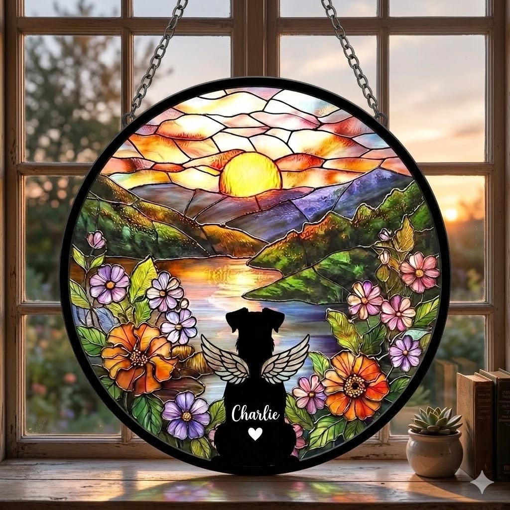 Personalized Miniature Schnauzer Dog   Loss Sympathy Gift, Custom Dog Memorial Suncatcher, Pet Memorial Gift, Loss of Dog Gift, Remembrance