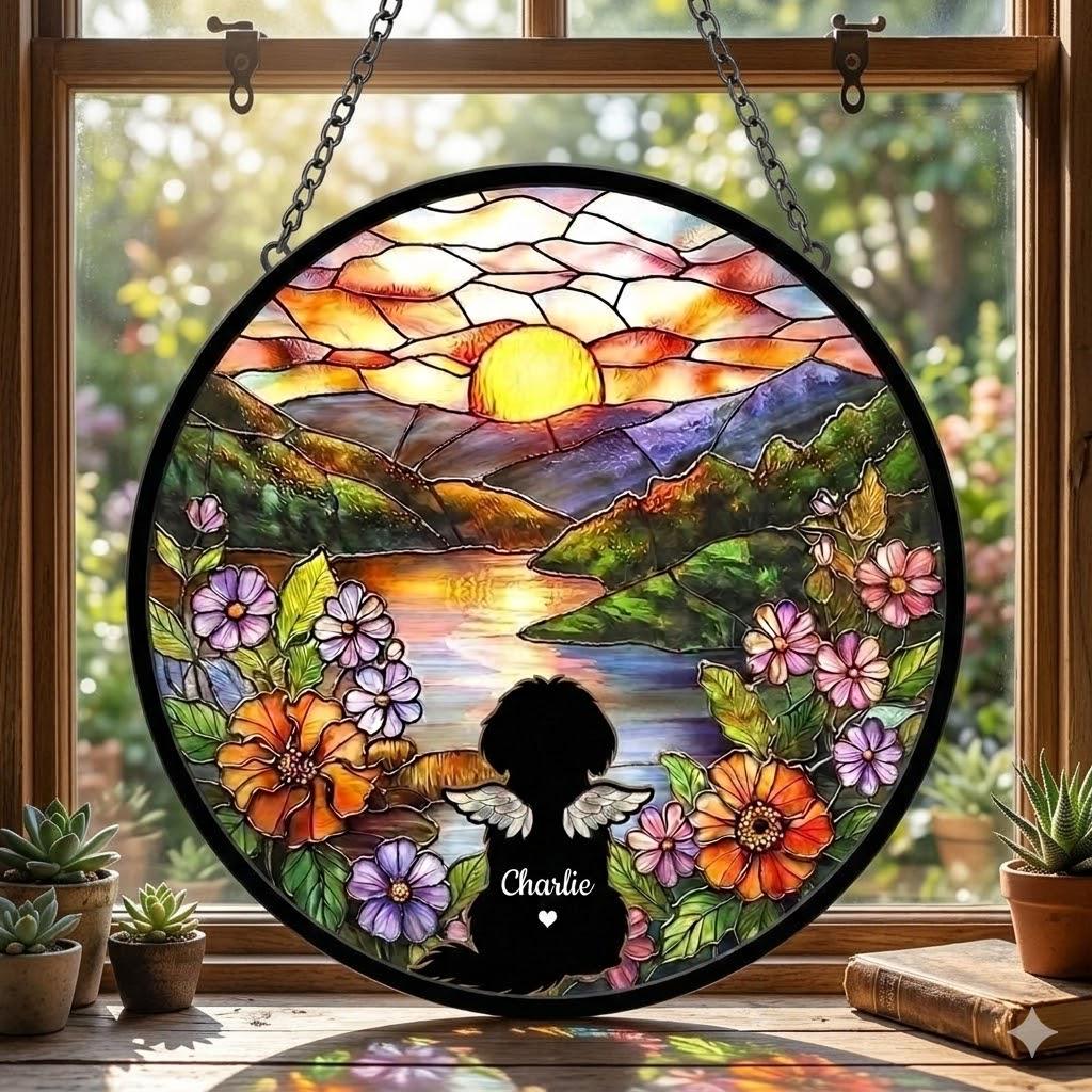 Personalized Shih Tzu  Dog   Loss Sympathy Gift, Custom Dog Memorial Suncatcher, Pet Memorial Gift, Loss of Dog Gift, Remembrance