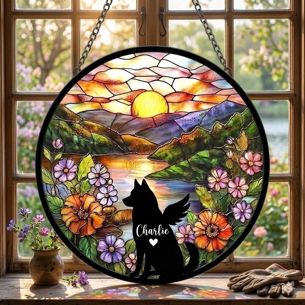 Personalized Siberian Husky  Dog   Loss Sympathy Gift, Custom Dog Memorial Suncatcher, Pet Memorial Gift, Loss of Dog Gift, Remembrance
