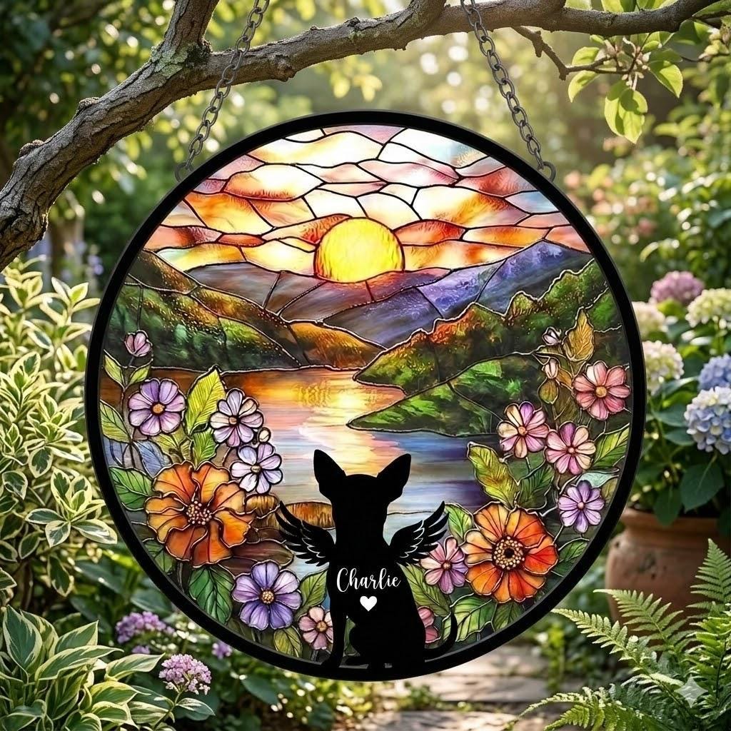 Personalized Chihuahua   Dog   Loss Sympathy Gift, Custom Dog Memorial Suncatcher, Pet Memorial Gift, Loss of Dog Gift, Remembrance - image 3
