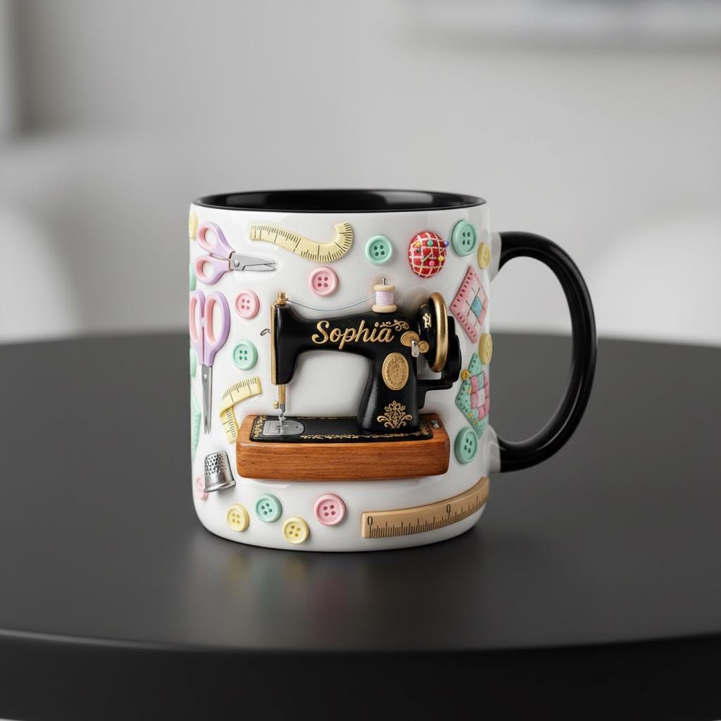 Personalized Sewing Mug, Custom Sewing Knitting Lover Coffee Cup, Mothers Day Gift, Gift for Mom Grandma - image 4