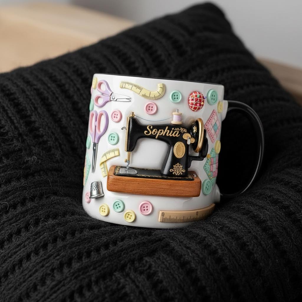 Personalized Sewing Mug, Custom Sewing Knitting Lover Coffee Cup, Mothers Day Gift, Gift for Mom Grandma - image 2