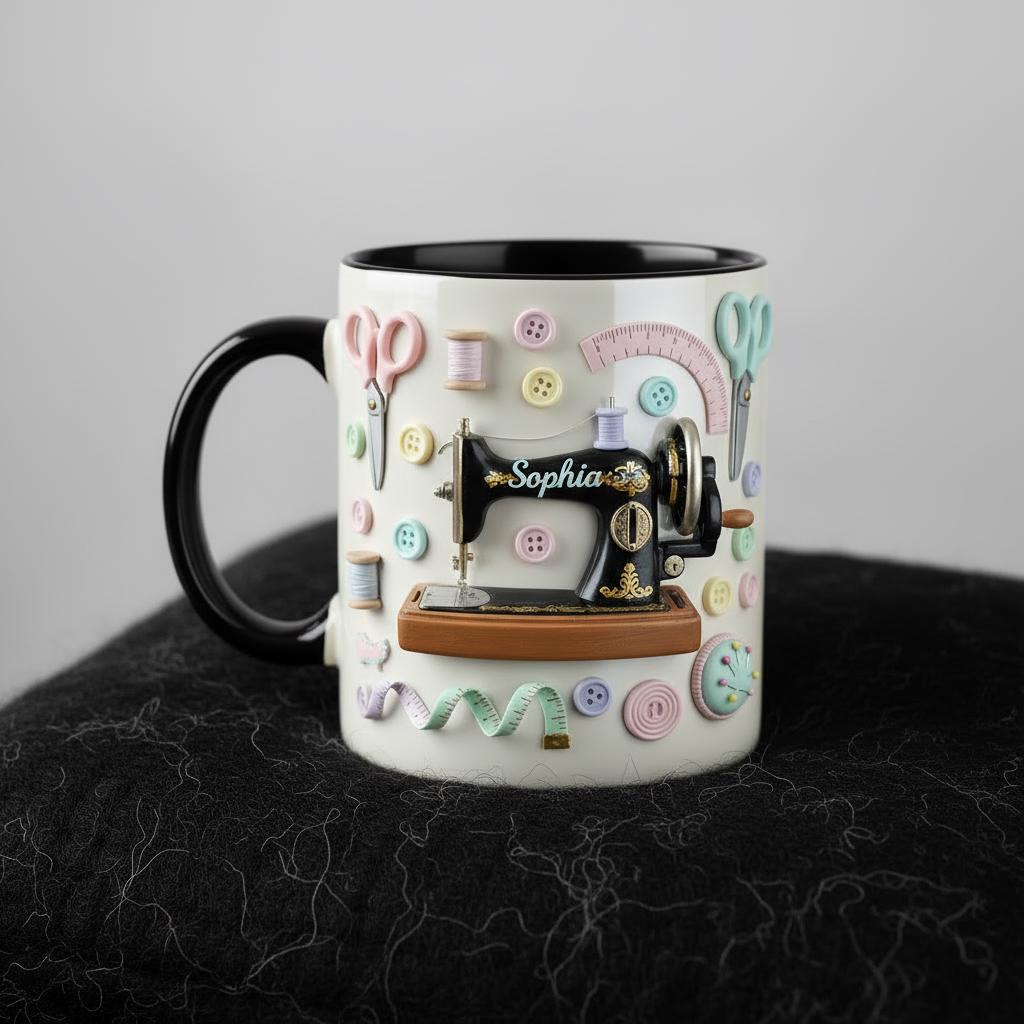 Personalized Sewing Mug, Custom Sewing Knitting Lover Coffee Cup, Mothers Day Gift, Gift for Mom Grandma - image 3