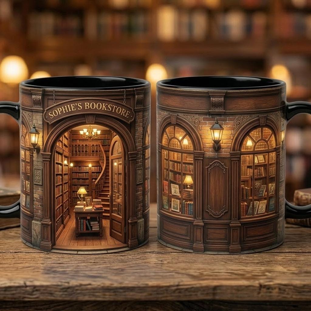 Personalized Bookshop Faux 3D Effect Mug, Custom Name Mug, Book Lover Gift, Owner Book Store - image 2
