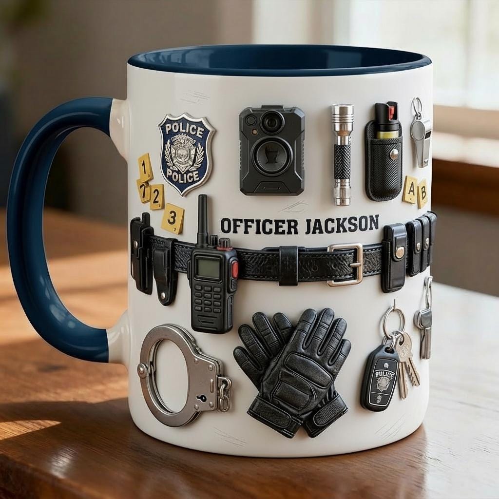 Personalized Police Accent Mug,Faux 3D Cup, Policement Two Tone Coffee Mug - image 5