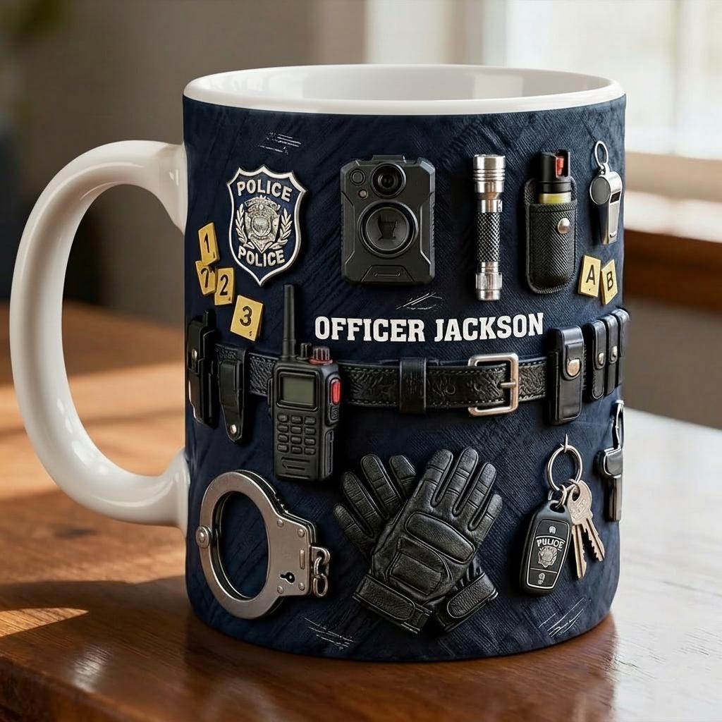 Personalized Police Accent Mug,Faux 3D Cup, Policement Two Tone Coffee Mug - image 6