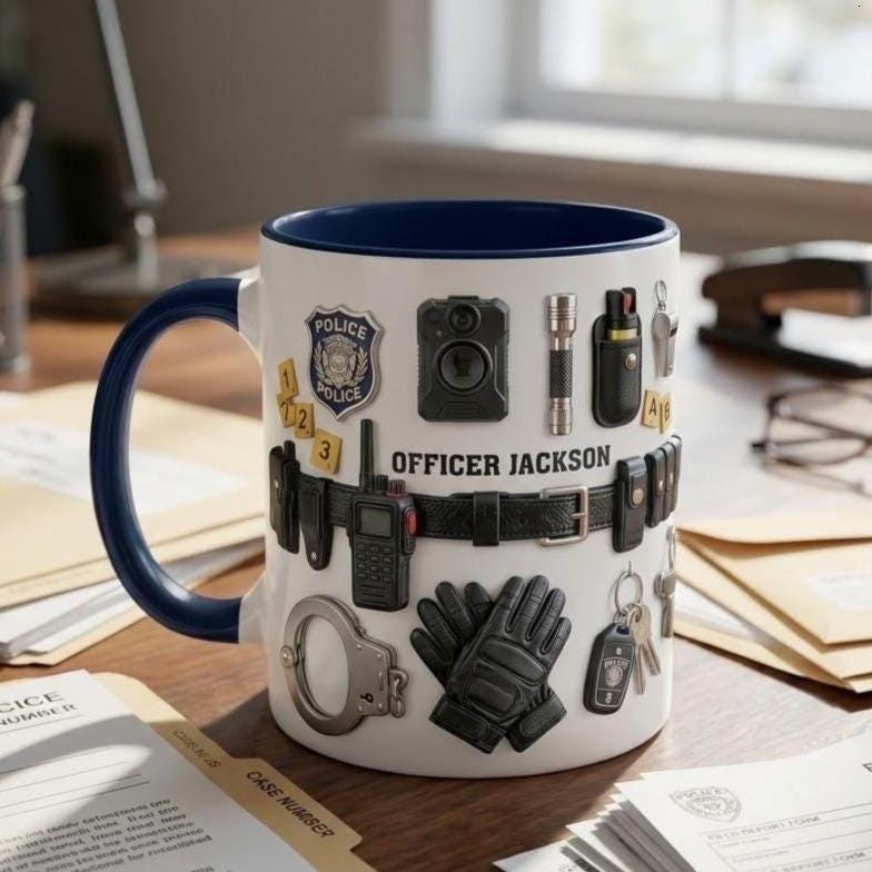 Personalized Police Accent Mug,Faux 3D Cup, Policement Two Tone Coffee Mug - image 2