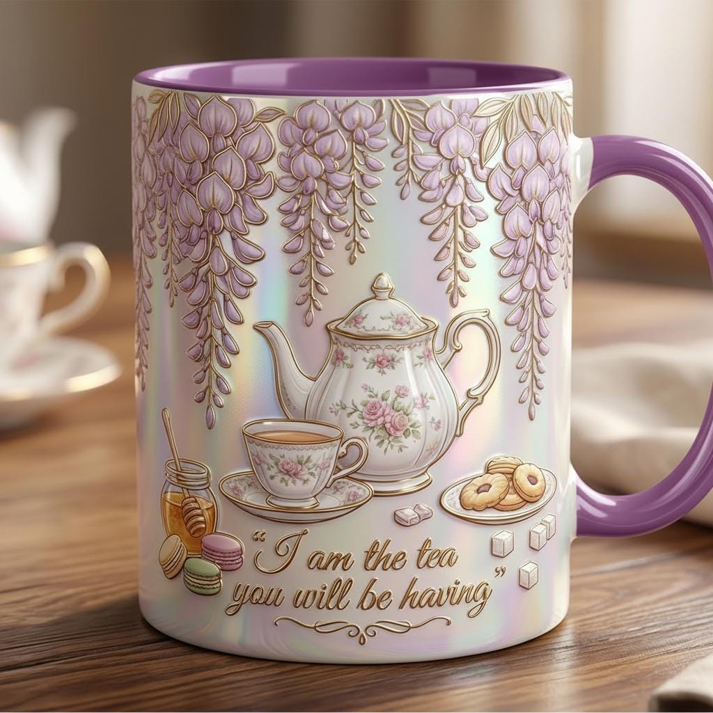 I Am The Tea You Will Be Having Accent Mug, Bookish Tea Lover Mug, Romance Reader Gift, Faux 3D Effect - image 6