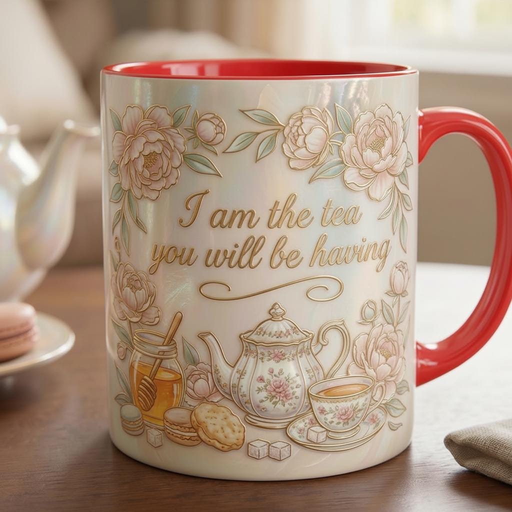 I Am The Tea You Will Be Having Faux 3D Accent Mug, Bookish Tea Lover Mug, Romance Reader Gift - image 5