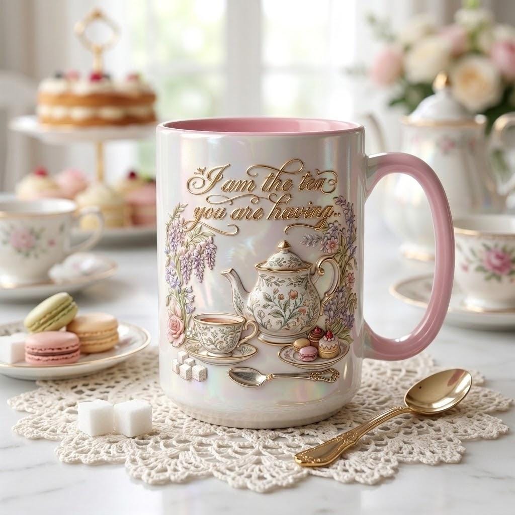 I Am The Tea That You Are Having Accent Mug, Bookish Tea Lover Mug, Romance Reader Gift, Faux 3D Effect - image 2