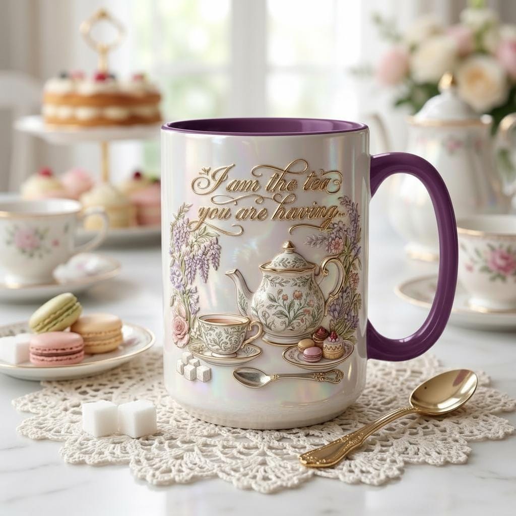 I Am The Tea That You Are Having Accent Mug, Bookish Tea Lover Mug, Romance Reader Gift, Faux 3D Effect