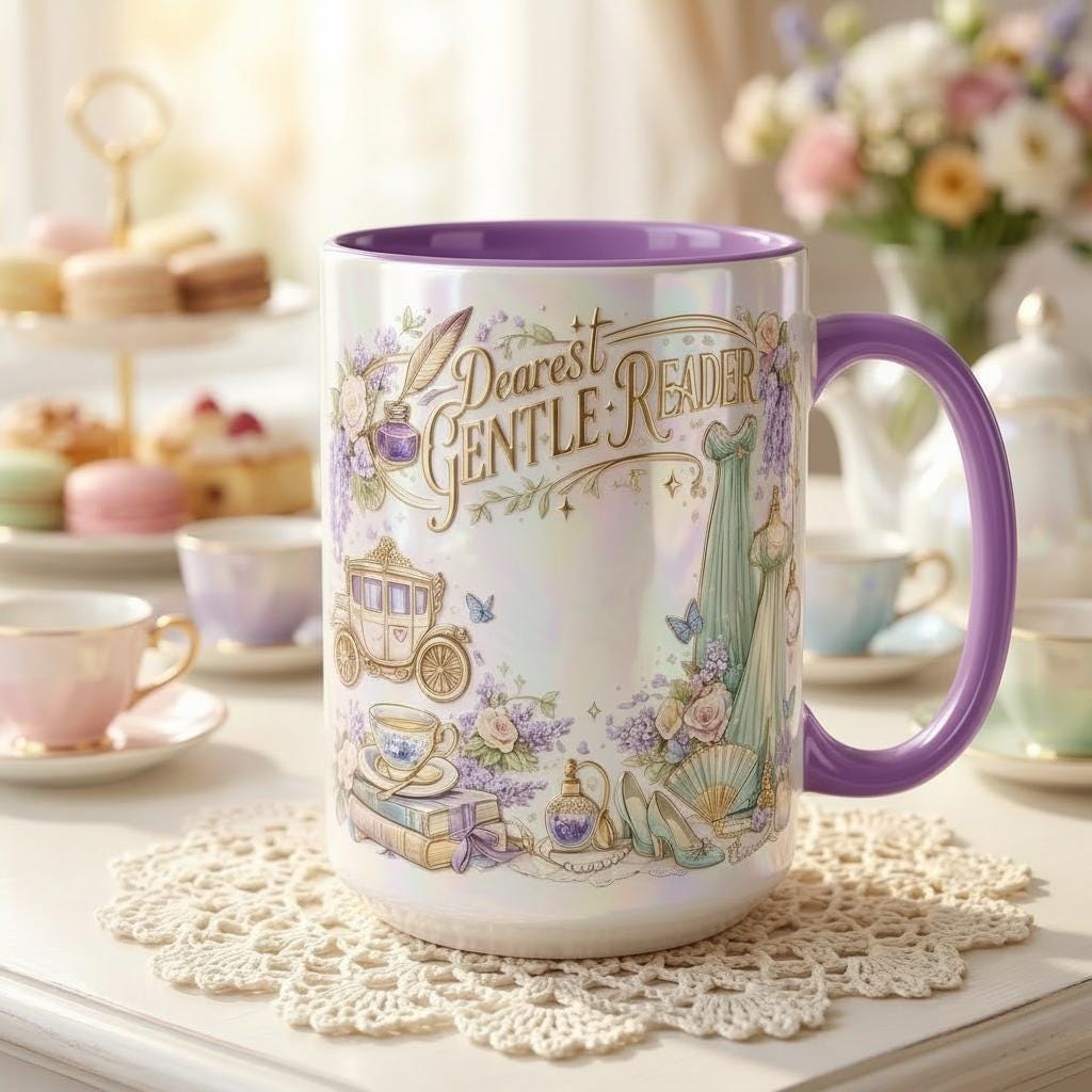 Dearest Gentle Reader Faux 3D Accent Mug, Bookish Tea Lover, Romance Reader Gift - image 3