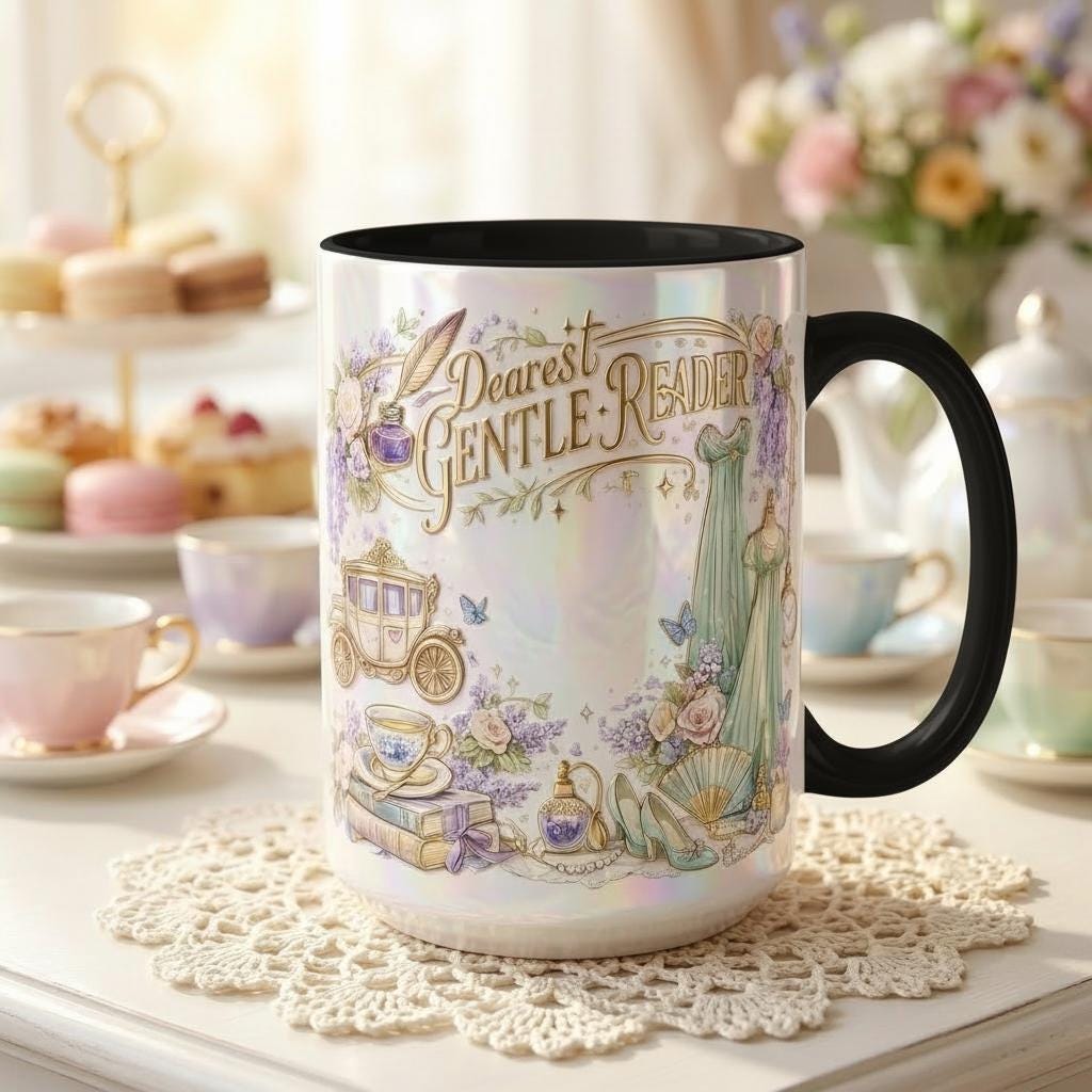 Dearest Gentle Reader Faux 3D Accent Mug, Bookish Tea Lover, Romance Reader Gift - image 5