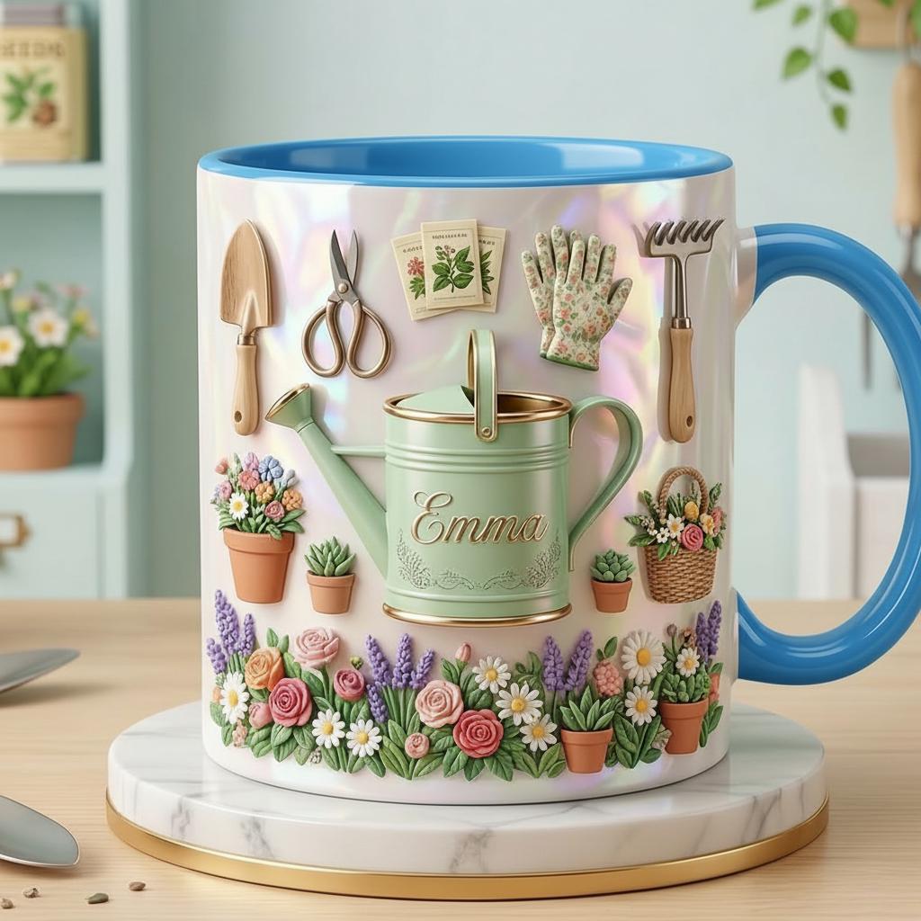 Personalized Gardening Accent Mug, Faux 3D Effect Mug, Gift for Mom Grandma - image 5