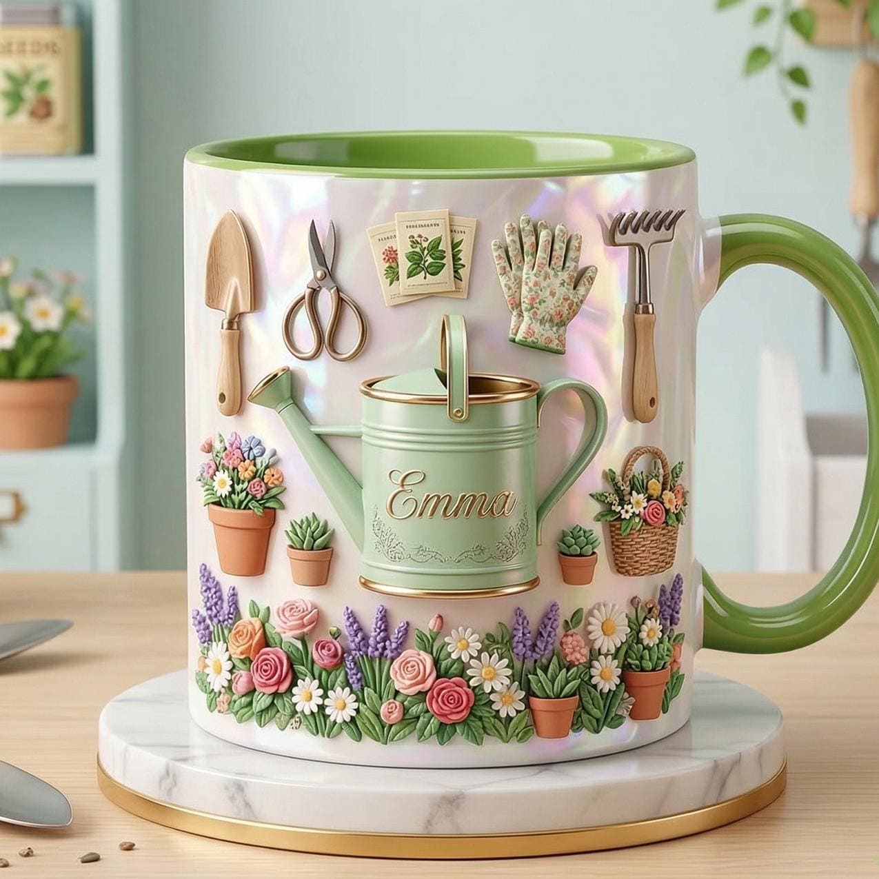 Personalized Gardening Accent Mug, Faux 3D Effect Mug, Gift for Mom Grandma - image 2