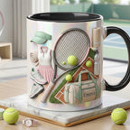 Personalized Tennis Faux 3D Effect Accent Mug, Cute Tennis Coffee Cup, Gift For Tennis Lover - image 4