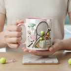 Personalized Tennis Faux 3D Effect Accent Mug, Cute Tennis Coffee Cup, Gift For Tennis Lover - image 5