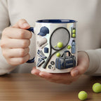 Personalized Tennis Accent Mug, Cute Tennis Coffee Cup, Gift For Tennis Lover, Faux 3D Effect - image 5
