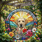 Personalized Labrador Retriever Dog Portrait Stained Glass Suncatcher, Custom Pet Memorial Stained Glass Photo Suncatcher, Dog Loss Keepsake - image 4