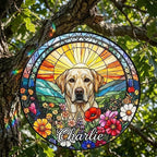 Personalized Labrador Retriever Dog Portrait Stained Glass Suncatcher, Custom Pet Memorial Stained Glass Photo Suncatcher, Dog Loss Keepsake - image 2
