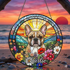 Personalized French Bulldog Dog Portrait Stained Glass Suncatcher, Custom Pet Memorial Stained Glass Photo Suncatcher, Dog Loss Keepsake - image 3