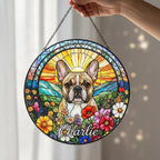 Personalized French Bulldog Dog Portrait Stained Glass Suncatcher, Custom Pet Memorial Stained Glass Photo Suncatcher, Dog Loss Keepsake - image 4