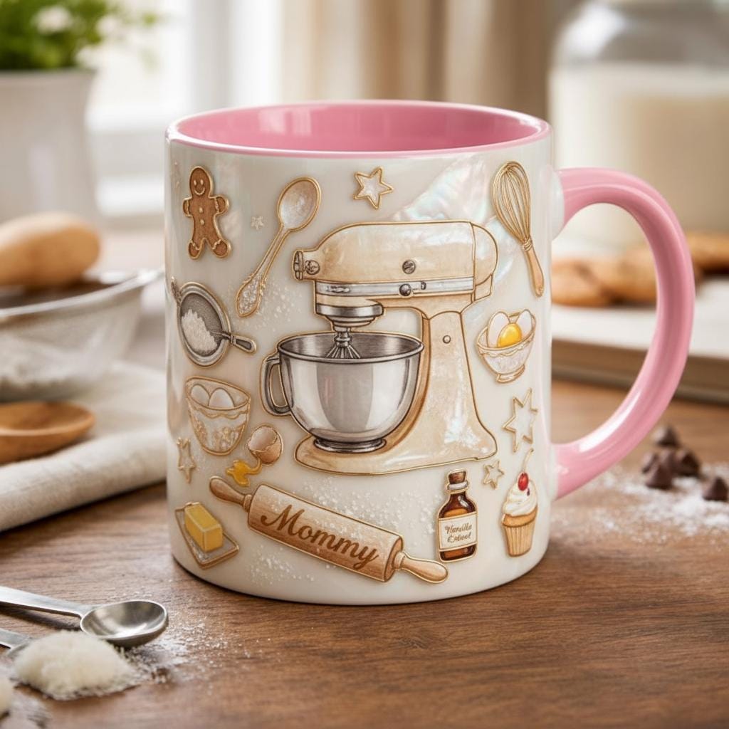 Personalized Baking Mug, Custom Name Cooking Lover Coffee Cup, for Men Women, Mothers Day Gift