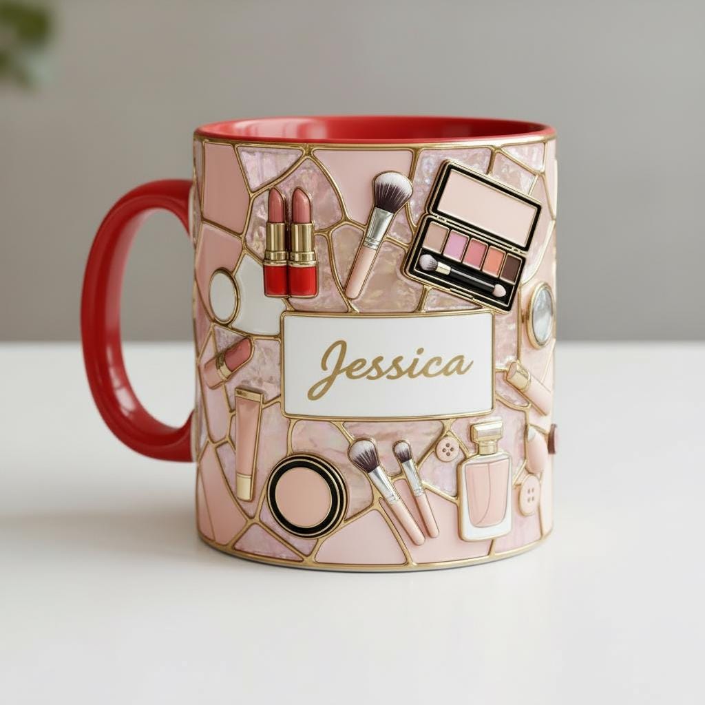 Custom Makeup Lover Mug, Personalized Beauty Makeup Artist Accent Mugs, Mothers Day Gift - image 4