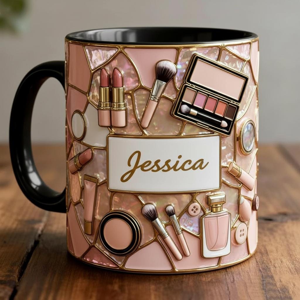 Custom Makeup Lover Mug, Personalized Beauty Makeup Artist Accent Mugs, Mothers Day Gift