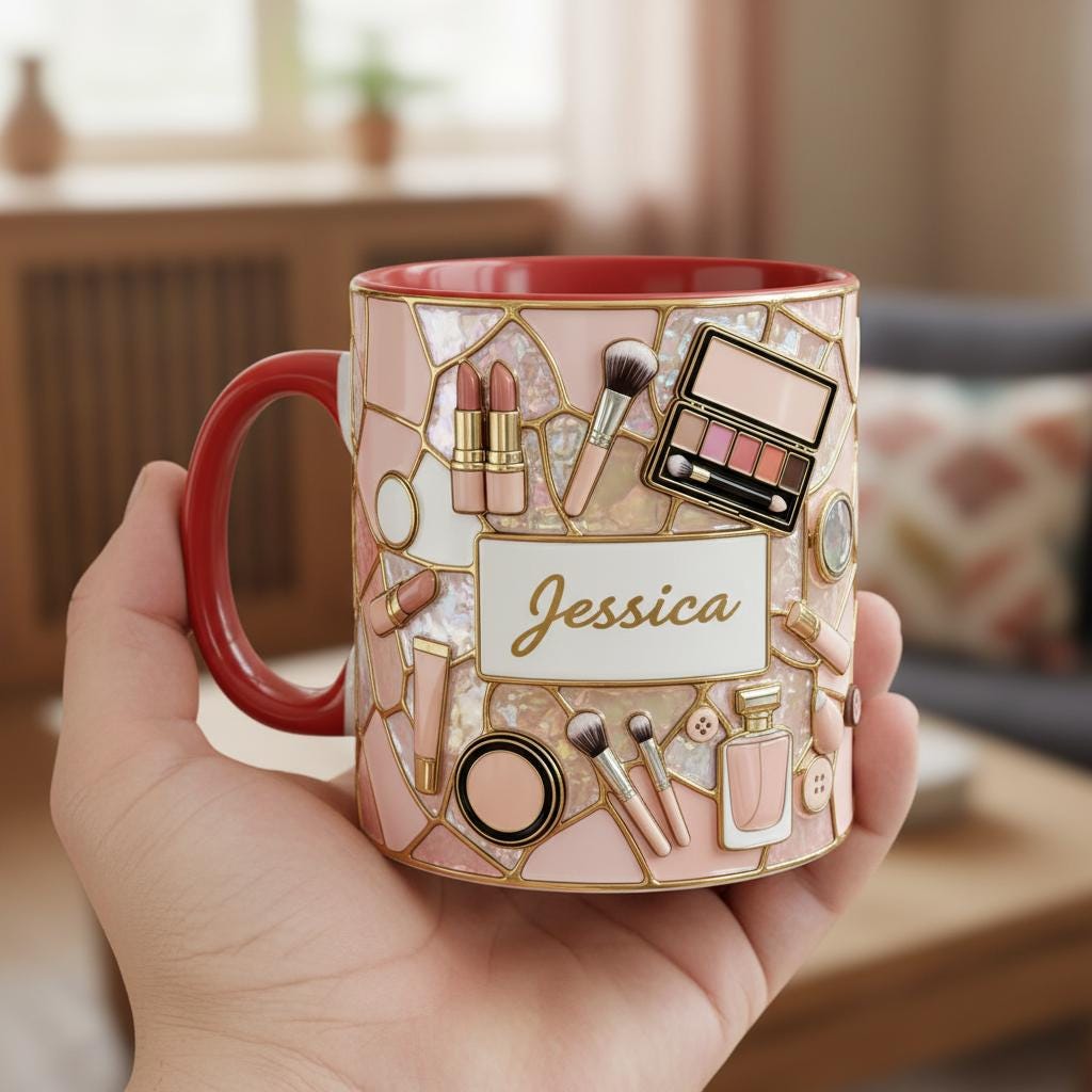 Custom Makeup Lover Mug, Personalized Beauty Makeup Artist Accent Mugs, Mothers Day Gift - image 2